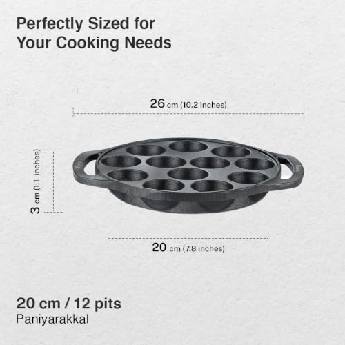 Image of Prestige Neocast Flo Smooth Finish Cast Iron Paniyarakkal /Appe Patra 12 Pits Black|Works On Gas & Induction|Retains Heat for Long|Heavy Gauge