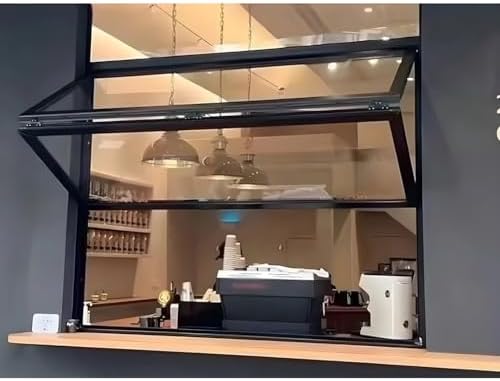 Aluminum Alloy Sliding Service Window with Tempered Glass - Outdoor Kitchen & Shed Bar Concession Stand Ventilation (90x100 cm)