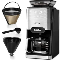 YOER Filterkaffeemaschine mit integriertem Kegelmahlwerk, 12 Tassen, 1520 W, 1,5L Glaskanne, 24h Timer, Dauerfilter, Warmhaltefunktion, Edelstahl INOX, CMG03BK DripFlow, schwarz – Ansicht 1