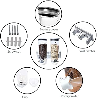 Wall Mounted Cereal Dispenser Dry Food Container Candy 2259 Wall