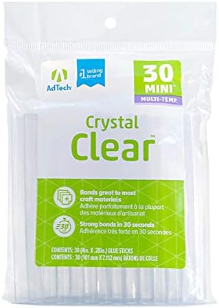 Adtech W220-34ZIP30 Hot Glue Sticks, 30-Pack of Non-Yellowing, Clear, 30 Count