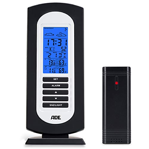 Preisvergleich Produktbild ADE Digitale Wetterstation WS1822 Anzeige von Temperatur, Luftfeuchtigkeit, Wettervorhersage, Uhrzeit, Kalender, mit LCD-Display) schwarz