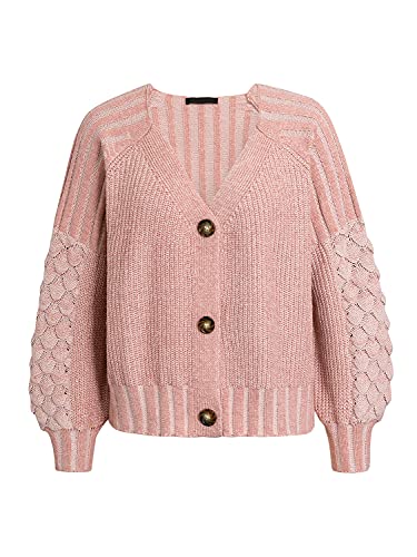 Image of Miessial Women's Button Down Long Sleeve Cardigan Sweaters Chunky Cable Knit Crop Sweater Top