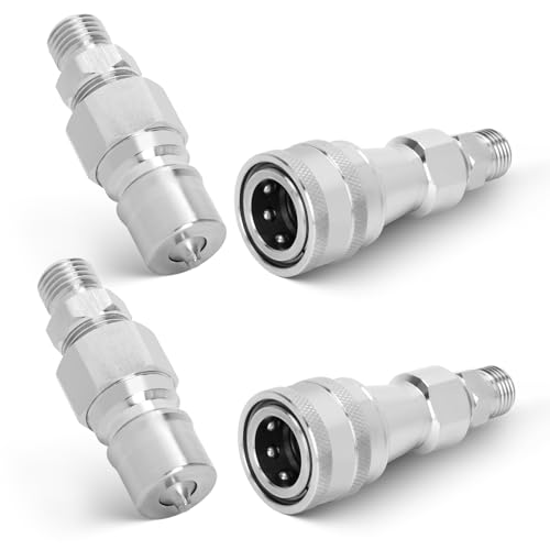 Image of 2Pcs M14 M16 Hydraulic Quick Connect for Agt Mini Excavators, Metric Hydraulic Fittings, M14 Female to M16 Male, M14 to M16 Hydraulic Adapter with 4 Metric Fittings 4 Female Fittings