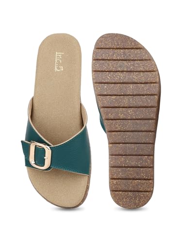 Image of Inc.5 Womens Green Casual Solid Round Toe Flatform Heel Sandals Heeled