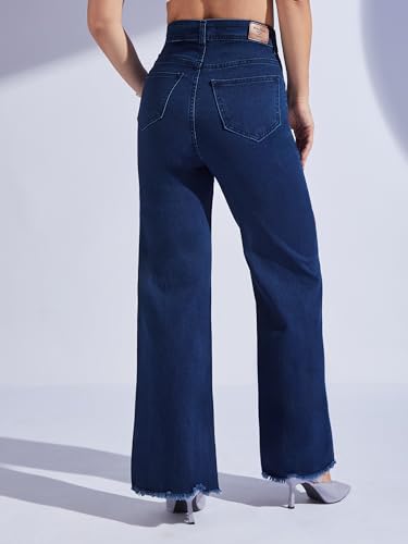 Image of Miss Chase Women's Wide-Leg High-Rise Regular-Length Stretchable Shaping Denim Jeans