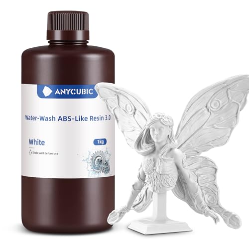 Image of ANYCUBIC Water Washable ABS-Like Resin 3.0, 3D Printer Resin, High Toughness and High Precision, Easy to Post-Process, Low Odor, Wide Compatibility for All LCD 3D Printers (White, 1kg)