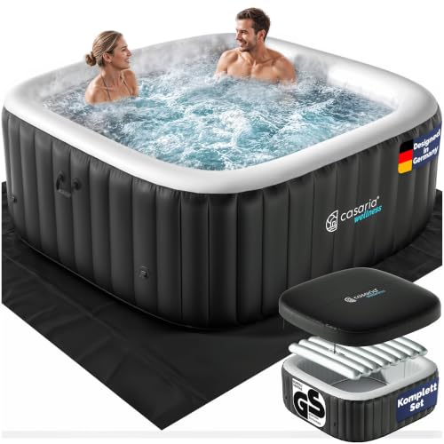 Casaria® Spa Gonflable carré 6 Places 178x178cm avec 140 duses Intérieur et extérieur Chauffage jusqu'à 42°C Filtration et Couverture Isolante