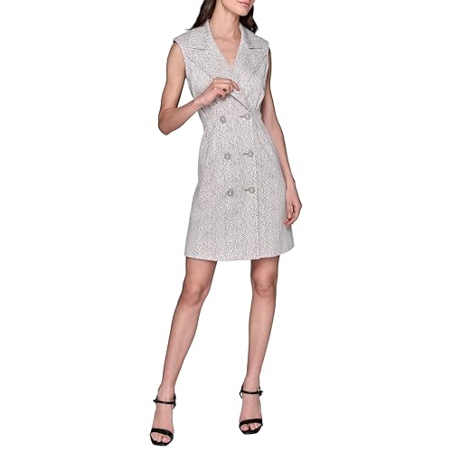 Image of KARL LAGERFELD Paris Women's Abstract Jacquard Collared Sleeveless Blazer Dress