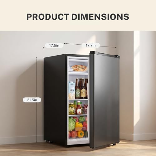 Image of 3.2 Cu.Ft Mini Fridge with Freezer, 1 Door Small Refrigerator with Adjustable Thermostat Energy-efficient Low Noise, Compact Fridge for Bedroom, Office, Dorm, Black
