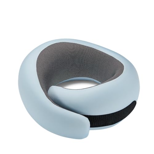 Image of Travel Neck Pillow for Airplanes, 100% Pure Memory Foam Travel Pillow with Ergonomic 360 Support, Travel Essentials for Long Flights, Car, Train and Home, Max Blue