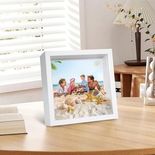 Gigmeta 3D Bilderrahmen 20 x 20cm Bilderrahmen zum Befüllen Tief 3D Objektrahmen Hölzern bis 3cm, 3D Rahmen für Objekte, Blumen, Hochzeitsstrauß oder Erinnerungsstücke