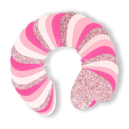 Image of Hot-Pink Rose-Gold Party Decorations Love Heart Garland - 39Ft Girls Birthday Hanging Paper Streamers Banner Wedding Baby Bridal Shower Graduation Bachelorette Engagement Mothers Day Decor