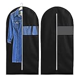 2 Stück Anzugtasche Kleidersack, 120 x 60 cm Anzug Schutzhülle Männer, Atmungsaktive Kleiderhüllen mit Reißverschluss, Faltbar Waschbar Hochwertige Kleiderhülle, für Kleider Hemden Anzüge Jacke
