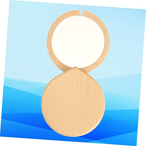 FRCOLOR 3pcs espejo cosmético pequeño portátil de madera miniatura 2