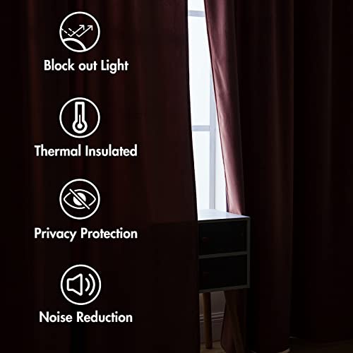 Image of MIULEE Velvet Curtains 52x63 inches 2 Panels Dusty Rose Pink Curtains | Luxury, Bedroom Living Room, Thermal Insulated, Super Soft Window Drapes, Rod Pocket & Back Tab