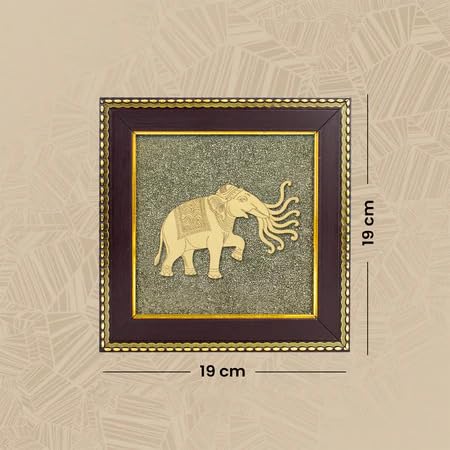 Image of Astrotalk 7 Trunk Elephant on Raw Pyrite Frame | Vastu Item for Wealth & Success | Wall Decor Items Living Room | Raw Pyrite Frame for Wall | Gift for Man & Woman | 19x19x1 cm | 1 Piece