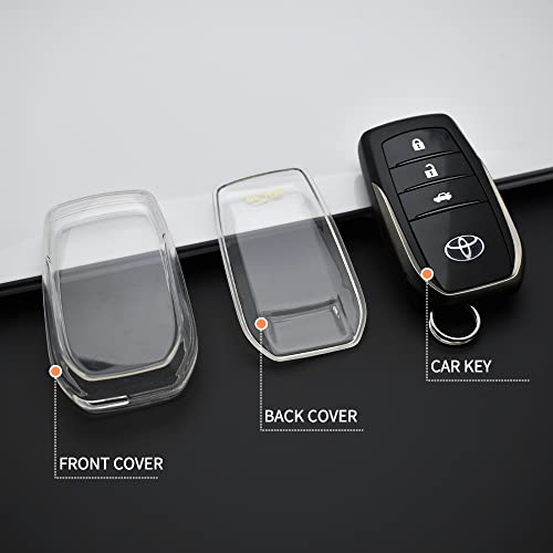 Image of Clear TPU Key Cover and Keychain Compatible for Toyota Fortuner | Hilux | Innova Crysta | Fortuner Legender | Innova HyCross | Land Cruiser Smart Key (White)