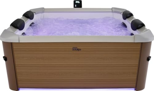 MSPA Whirlpool Oslo Amber – 160 x 160 x 65 cm – Whirlpool Hinchable para 6 Personas con 120 chorros de Masaje, 8 boquillas de hidromasaje, calefacción PTC, luz LED, desinfección de ozono y Cubierta