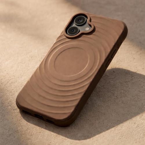 Image of amazon basics Shockproof Case for iPhone 17 | Ripple Pattern | Camera Protection | Protective Cover with Enhanced Grip & Wireless Charging Support - Brown