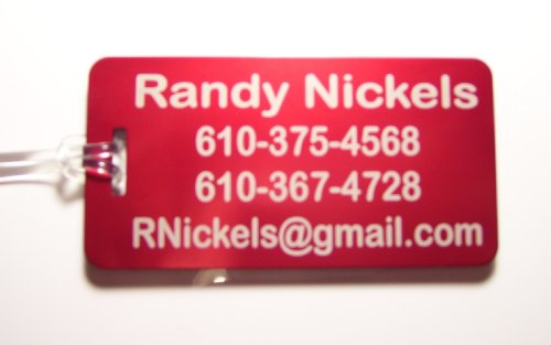 Luggage Tags (5) Metal Custom Engraved (Red)