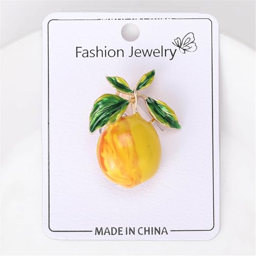 Image of Dreuyet Rhinestone Lemon Brooches for Women Men Crystal Elegant Yellow Fruit Lemon Brooch Pin Dainty Cute Christmas Wedding Birthday Summer Holiday Accessories