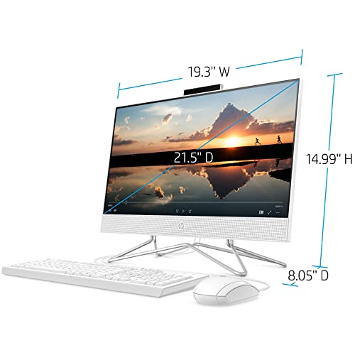 Hp 22 Aio 21.5" Fhd Business All-In-One Desktop Computer, Intel Celeron J4025 Up To 2.9Ghz, 4Gb Ddr4 Ram, 128Gb Ssd, Wifi, Bluetooth, Keyboard And Mouse, White, Windows 11 Pro, Broag Extension Cable #TOP3