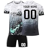 Maillot de Foot Enfant Personnalisé avec Nom Nombre Ensemble Foot Enfant Maillot Football Homme Cadeau Personnalisé aux Fans de Football