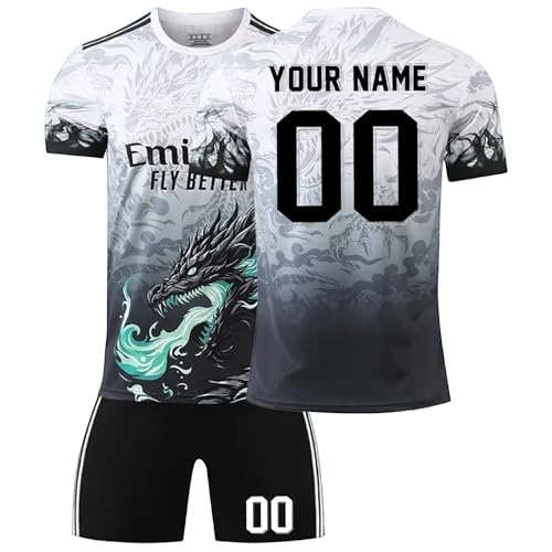 R. M. Football Kits for Boys Personalised Football Kit with Name Number Custom Jersey Shirts & Shorts Set for Men Football Gifts for Kids Adult #A08