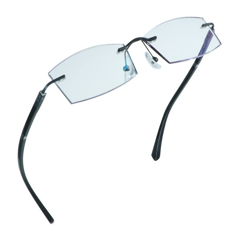 LifeArt Blue Light Blocking Glasses,Computer Reading Glasses,Rimless Frame Tinted Lens with Diamond,Stylish for Men (+2.50 Magnification)