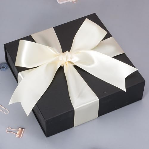Image of ATRBB 25 Yards 1-1 /2 inch Ivory Satin Ribbon for Gift Wrapping | Wedding, Bows, Colorfast Polyester Fabric Thick Ribbon for Bouquets Party Decor Crafts Handmade Flower DIY