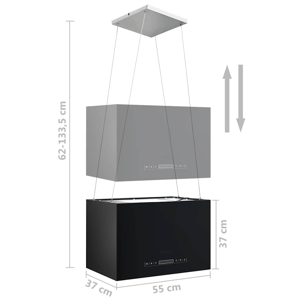 vidaXL Wiszący okap nad wyspę, dotykowy LCD, 55 cm, stalowy