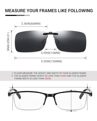 Image of TERAISE Polarized Clip on Sunglasses Over Prescription Glasses Anti-Glare UV400 for Men Women Driving Travelling Outdoor