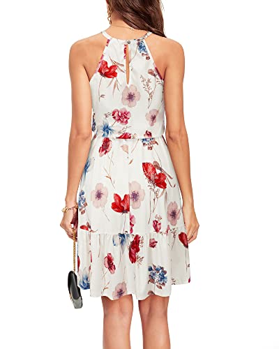 Image of Newshows Women's Halter Neck Belted Summer Casual Beach Sundress | Lightweight, Breathable, Summer Casual Beach Sundress 2026, Holiday, A-Line, Dating, Daily Wear