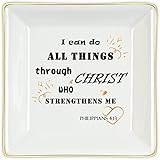 JUPOZOP Christian Gifts for Women, ceramic trinket dish, ring dish, jewelry dish, Trinket Tray, Gift for Mother's Day Thanksgiving Day Christmas jewelry plate