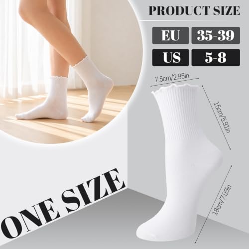 Image of Women Ruffle Striped Frilly Socks