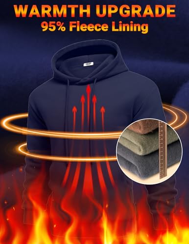 Image of COOFANDY Men Cotton Fleece Hooded Sweatshirt Casual Long Sleeve Hoodies Pullover Fashion Drawstring Hoodie with Kanga Pocket