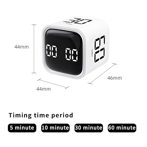 Image of Qumox Pomodoro Timer, Cube Productivity Timer with Adjustable Sound and Vibration Alert, Ideal for Work, Office, ADHD, Study, and Tasks - 5 /10 /30 /60 Minutes & Custom Countdown - White