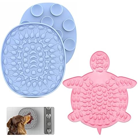 pawstrip Dog Lick Mat 2 Pack Silicone Puppy Feeding Pad Non-Slip Pet Slow Feeder with Sucker Calming Anti-Anxiety Doggy Treat Tray Small Medium Large Dogs Licking Mat Cover
