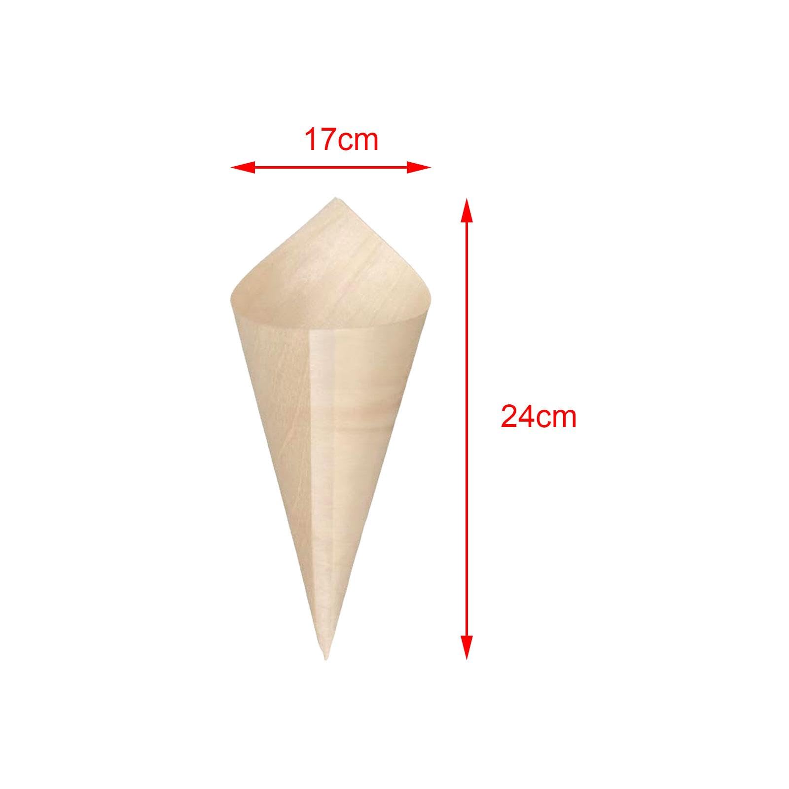 100 Pezzi Coni Popcorn Portaconi Gelato Coni Dessert Contenitori Snacks in Legno da Usare per Ristorante Party Cafe Matrimonio Celebrazione, 17x24 cm