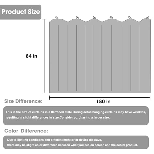 Image of Room Divider Blackout Curtain Track Curtains Wall Dividers Panels Screen for Living Rooms Bedroom Office Privacy Partition Separation, W180 x L84 Inch,1 Panel, Black