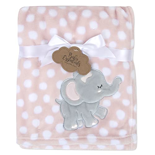 Image of Plush Fleece Throw and Receiving Baby Blankets for Boys and Girls 30x40 (Pink Elephant)