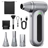 【家電批評ベストバイ受賞】エアダスター 無段階&4段階風量調整 電動ブロワー 小型 ブロアー 7500mAh 300000RPM高速回転 強力 150m/sな風速 4種類ノズル LEDライト 収納袋付き USB-C充電式 PC掃除/エアコン/キーボード/洗車用 日本語取扱説明書