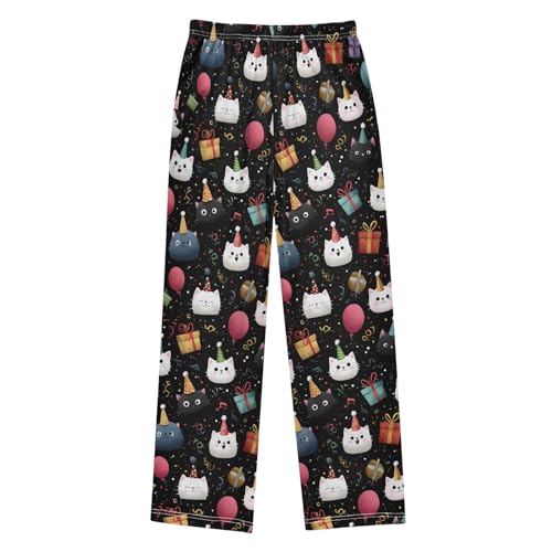 Pajama Pants Lounge Sleep PJ Bottoms Sleepwear Elastic Waist Drawstring S Cat Gift Box2