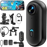 Pudet Luo Mini Action Cam 4K con Custodia Impermeabile, Obiettivo Grandangolare 120° Fotocamera Subacquea WiFi, Compatto Come Pollice Mini Body Cam Condivisione Diretta Social per Immersioni/Ciclismo