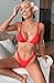 Women's High Cut Thong Bikini Low Triangle Swimsuit Padded Swimwear Adjustable Strap Sexy 2PCS Beachwear Red S