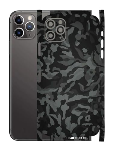 Image of AtOdds - Full Body Back Screen Guard Protector Film - 3D Textured Lamination Wrap Skin Sticker for iPhone 11 Pro Max | Scratchproof Matte Finish (Design - Black CF)