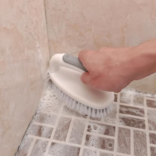 Image of Scrub Brushes for Cleaning Bathtub Scrubber Heavy Duty Scrub Brush with Handle Stiff Bristle Cleaning Brush for Shower, Kitchen, Sink, Bathroom, Floor (Gray)