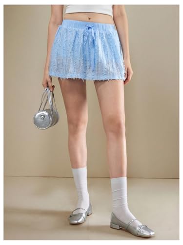 MakeMeChic Women's A Line Mini Skirt Tie Front Elastic Waisted Summer Y2K Short Skirts4