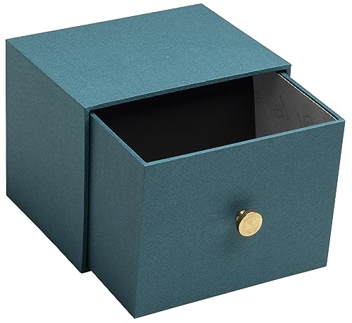 Exacompta 78603E Schubladen-Fotobox Office By Me mit 4 Trennblättern für die Ablage von A6 Karten oder Fotos 11x15cm oder 10x15cm mit dunkelblauem Papier mit Textileffekt